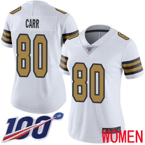 New Orleans Saints Limited White Women Austin Carr Jersey NFL Football #80 100th Season Rush Vapor Untouchable Jersey->youth nfl jersey->Youth Jersey